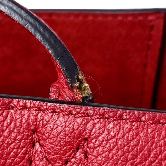 Louis Vuitton LockMe Cover Shoulder Bag Shawl Tote Bag Leather Ruby - Picture 5 of 7